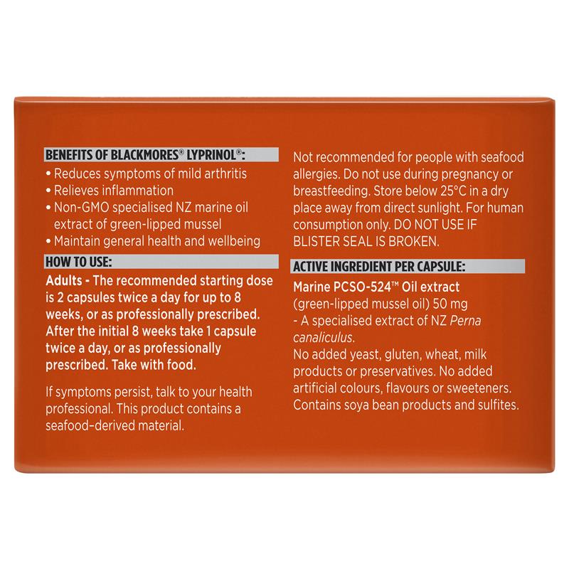 Blackmores Lyprinol Inflammation Relief 100 Capsules