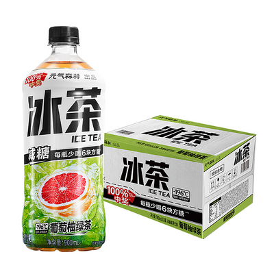 Genki Forest Ice Tea 900ML - Grapefruit Green Tea 葡萄柚绿茶 冰茶